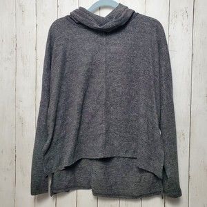 Status by Chenault Women's Size Large Gray Rib Knit Cowl High Low Tunic Sweater